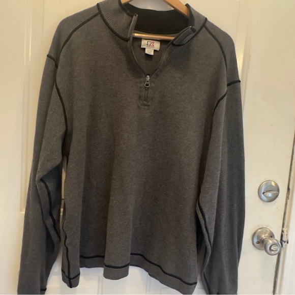 Cutter and Buck Men's Charcoal Zip-Up Sweater - Picture 5 of 8